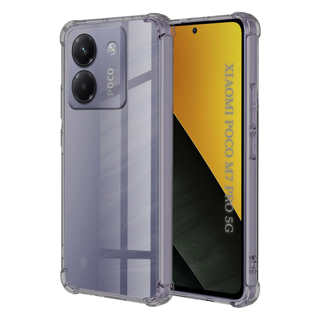 Husa de protectie Techsuit Shockproof Clear Silicone compatibil cu Xiaomi Poco M7 Pro 5G, Negru Fumuriu