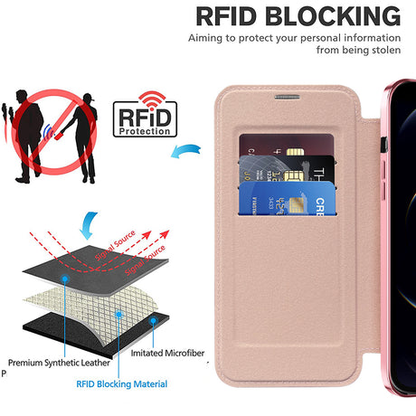 Husa de protectie Techsuit SmartMag Book compatibil cu iPhone 12 Pro Max, Roz