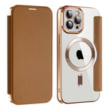 Husa de protectie Techsuit SmartMag Book compatibil cu iPhone 12 Pro Max, Maro