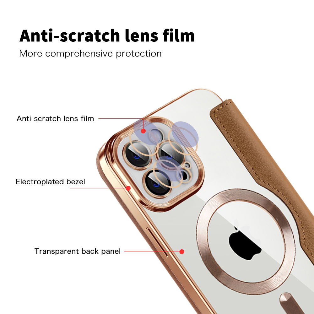 Husa de protectie Techsuit SmartMag Book compatibil cu iPhone 12 Pro Max, Maro