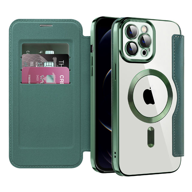 Husa de protectie Techsuit SmartMag Book compatibil cu iPhone 12 Pro Max, Verde