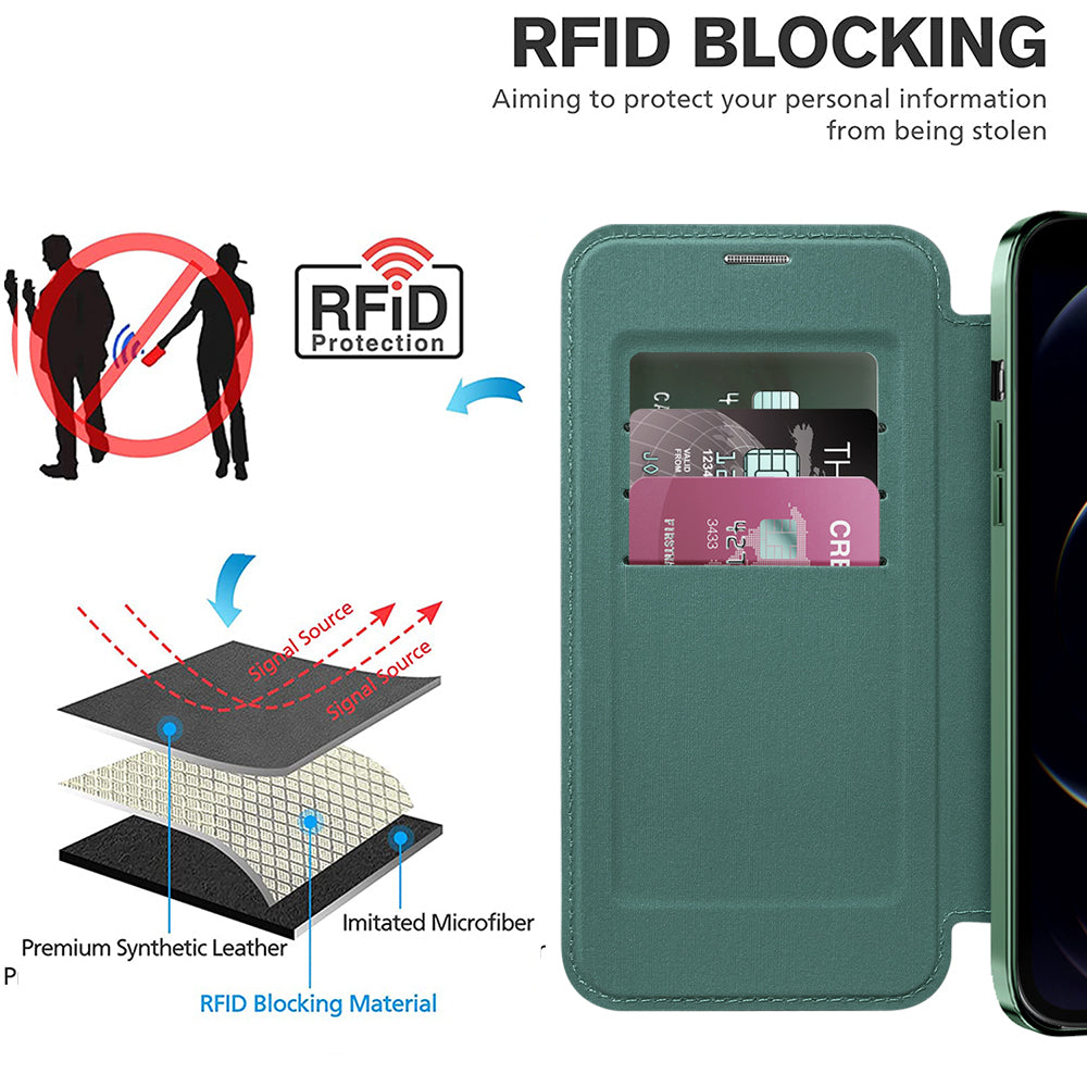 Husa de protectie Techsuit SmartMag Book compatibil cu iPhone 12 Pro Max, Verde