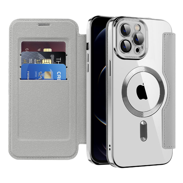 Husa de protectie Techsuit SmartMag Book compatibil cu iPhone 12 Pro Max, Gri