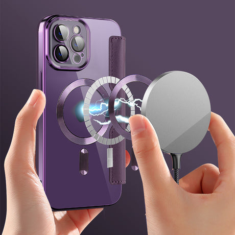 Husa de protectie Techsuit SmartMag Book compatibil cu iPhone 12 Pro Max, Mov