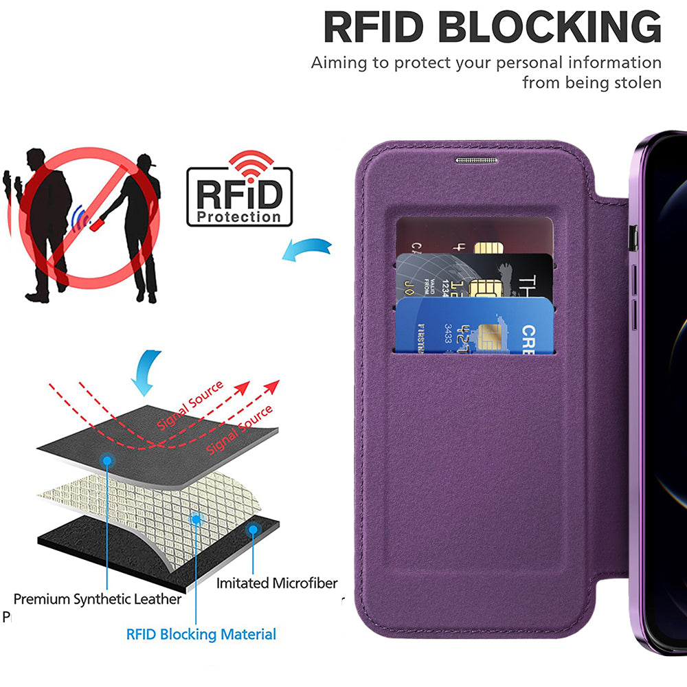 Husa de protectie Techsuit SmartMag Book compatibil cu iPhone 12 Pro Max, Mov
