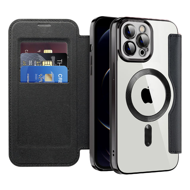 Husa de protectie Techsuit SmartMag Book compatibil cu iPhone 12 Pro, Negru