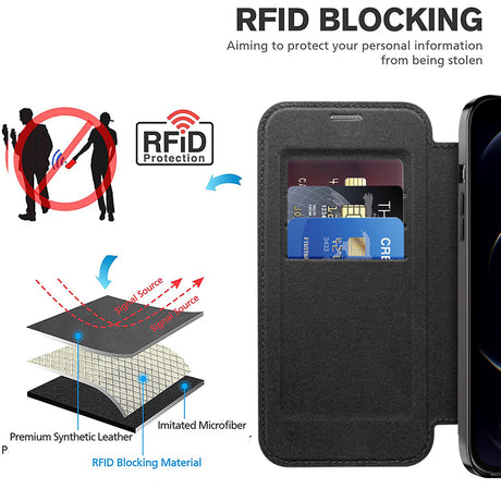 Husa de protectie Techsuit SmartMag Book compatibil cu iPhone 12 Pro, Negru