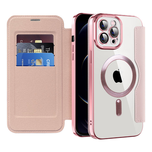 Husa de protectie Techsuit SmartMag Book compatibil cu iPhone 12 Pro, Roz