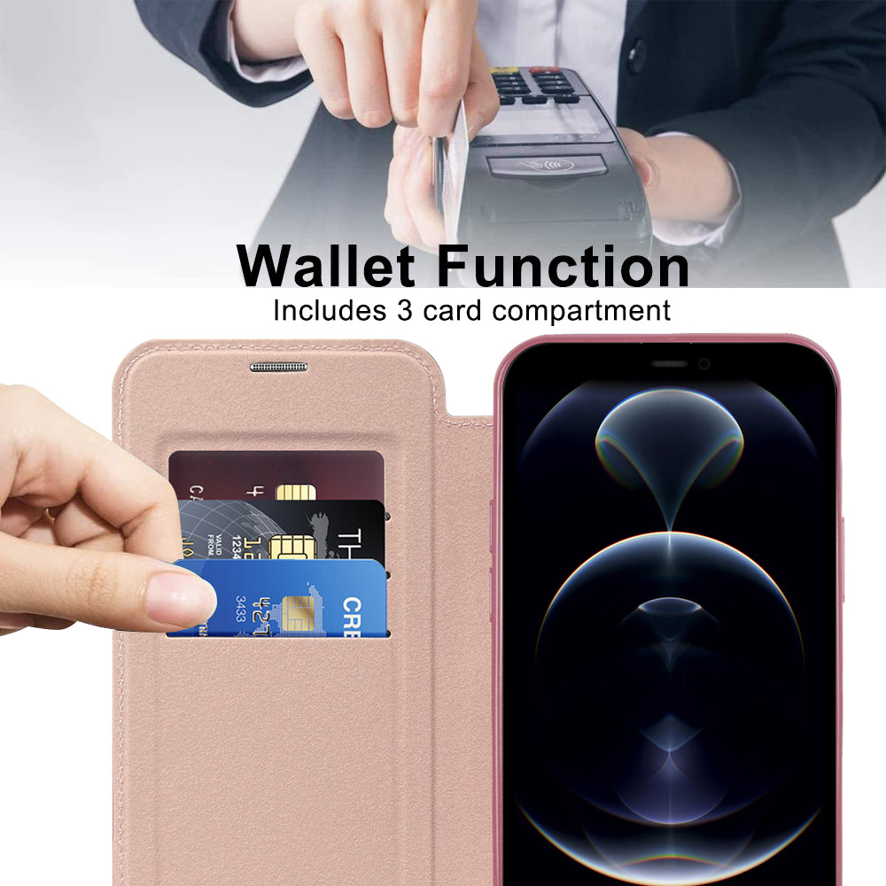 Husa de protectie Techsuit SmartMag Book compatibil cu iPhone 12 Pro, Roz