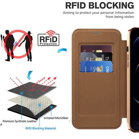 Husa de protectie Techsuit SmartMag Book compatibil cu iPhone 12 Pro, Maro