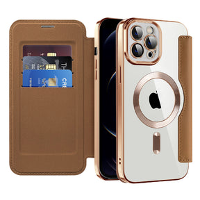 Husa de protectie Techsuit SmartMag Book compatibil cu iPhone 12 Pro, Maro
