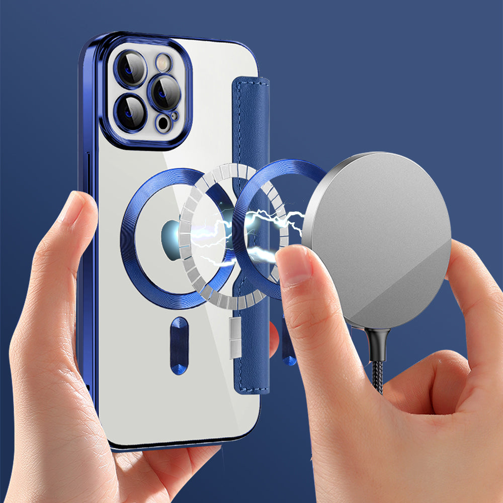 Husa de protectie Techsuit SmartMag Book compatibil cu iPhone 12 Pro, Albastru