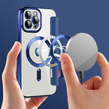 Husa de protectie Techsuit SmartMag Book compatibil cu iPhone 12 Pro, Albastru