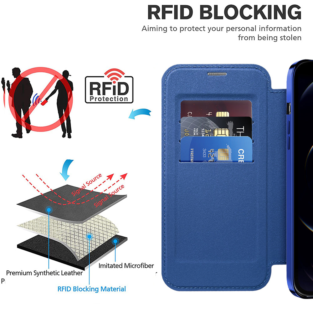 Husa de protectie Techsuit SmartMag Book compatibil cu iPhone 12 Pro, Albastru