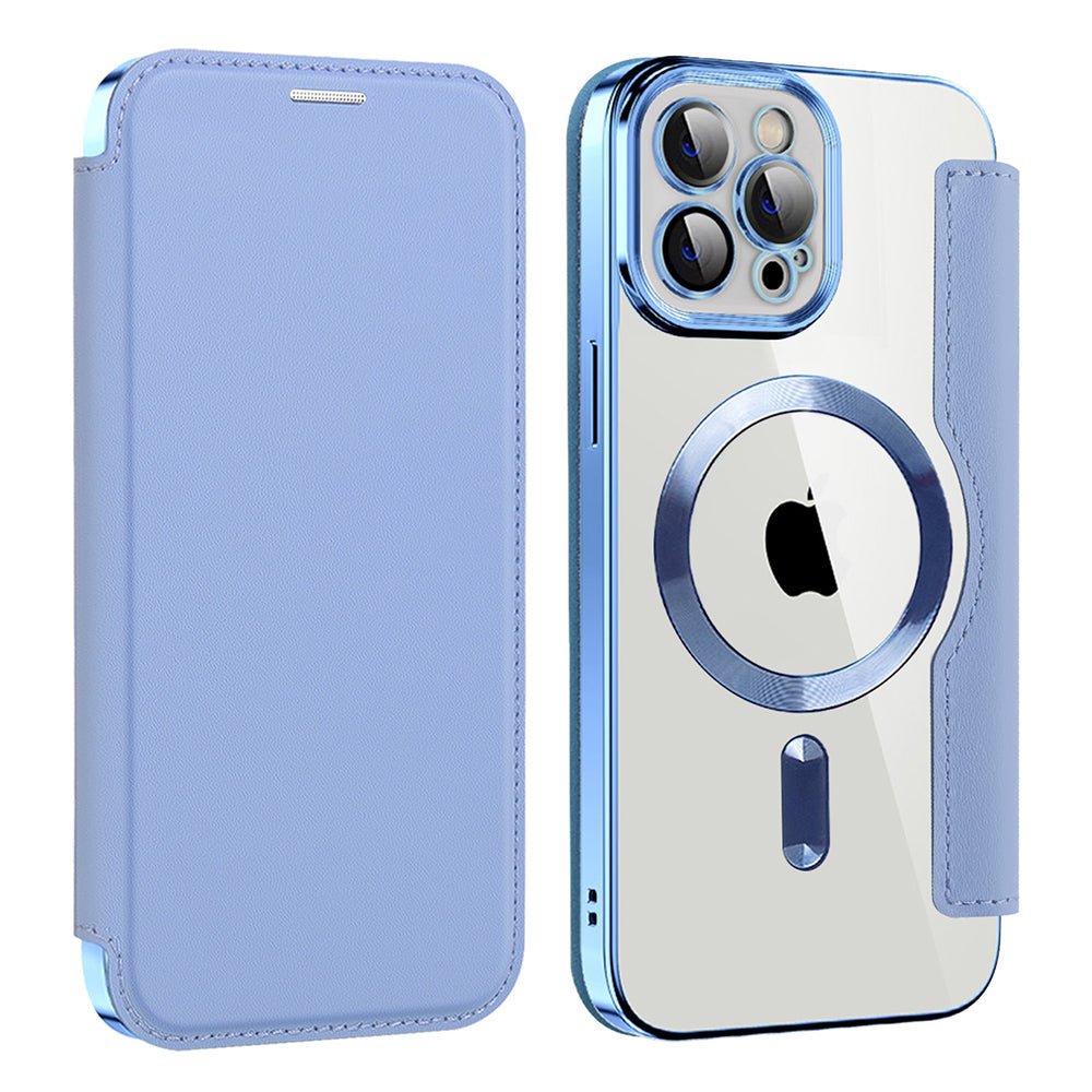 Husa de protectie Techsuit SmartMag Book compatibil cu iPhone 12 Pro, Albastru Deschis