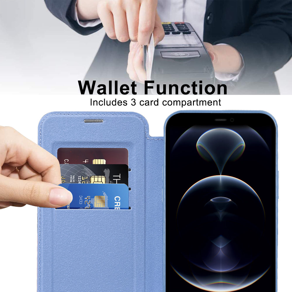 Husa de protectie Techsuit SmartMag Book compatibil cu iPhone 12 Pro, Albastru Deschis
