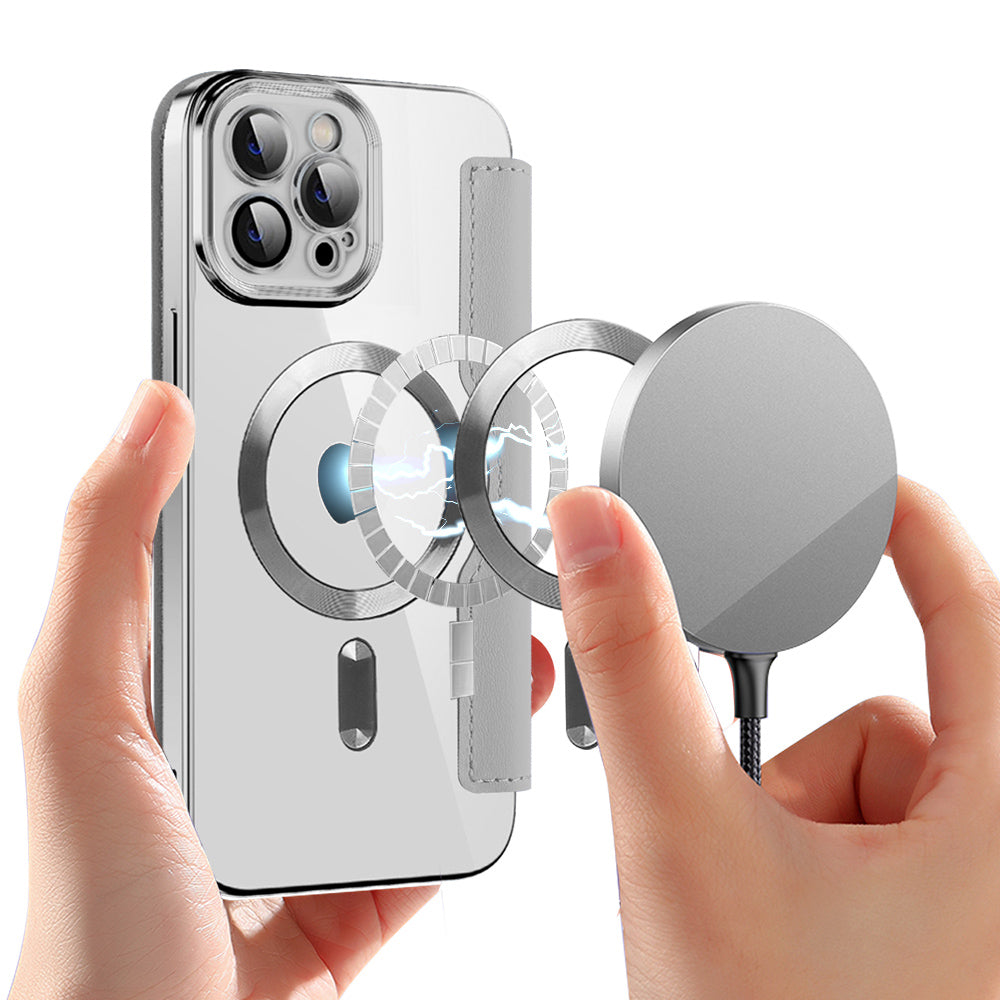 Husa de protectie Techsuit SmartMag Book compatibil cu iPhone 12 Pro, Gri