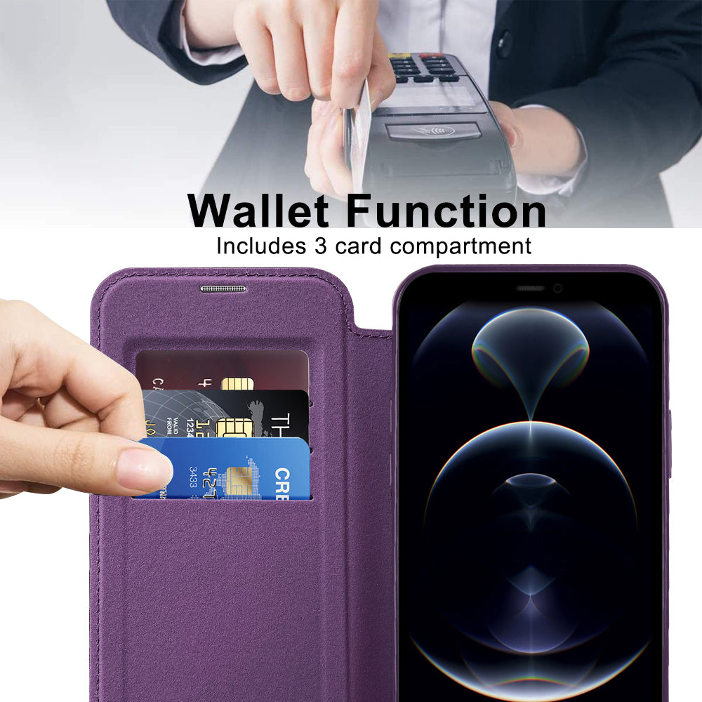 Husa de protectie Techsuit SmartMag Book compatibil cu iPhone 12 Pro, Mov