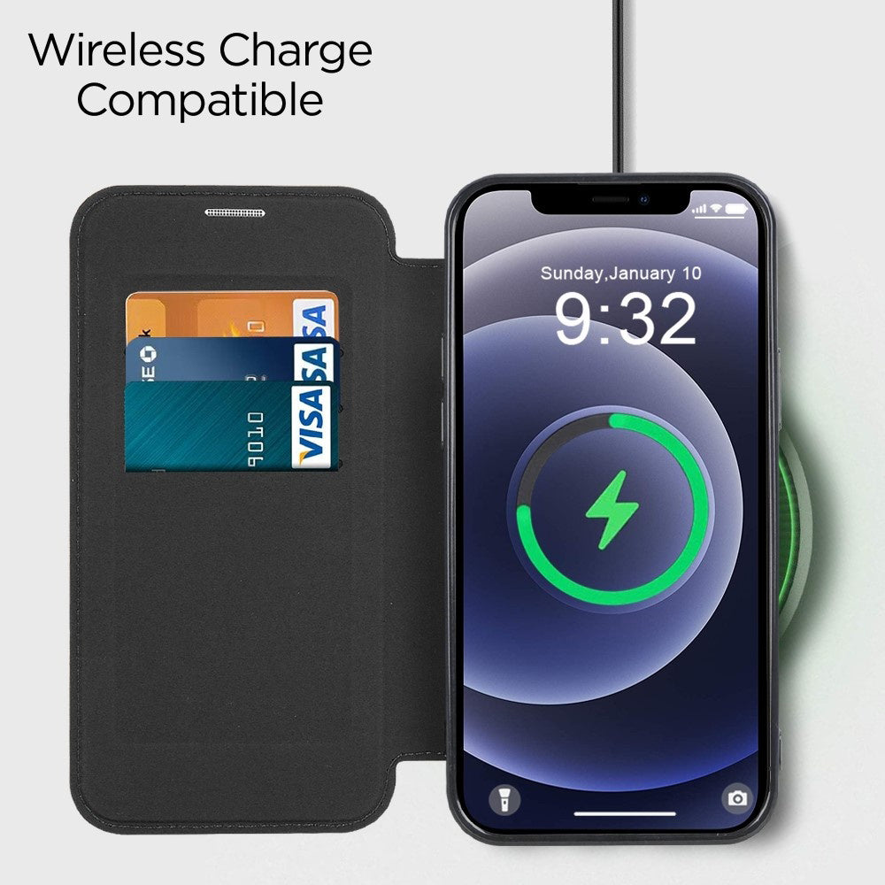 Husa de protectie Techsuit SmartMag Book compatibil cu iPhone 12, Albastru Deschis