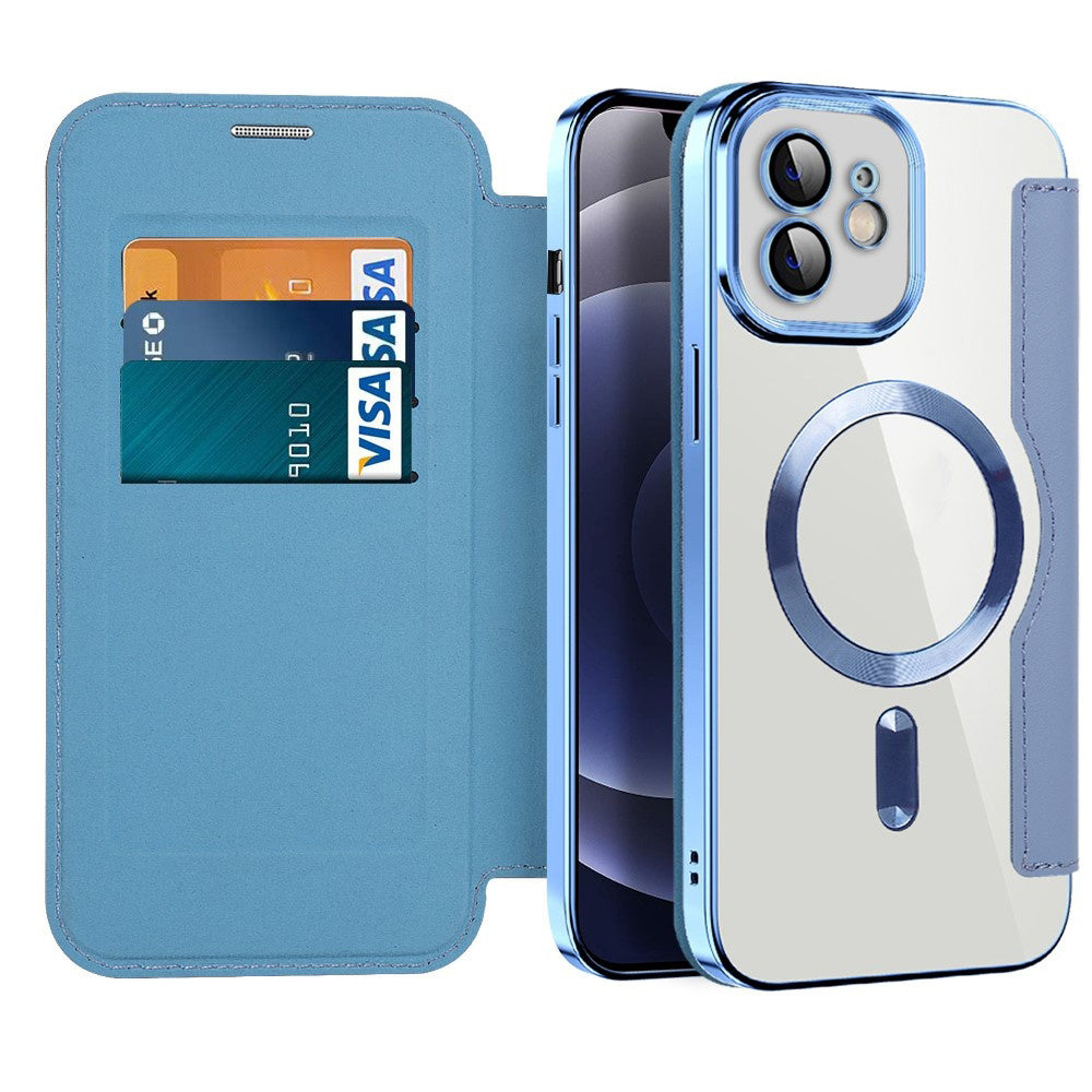 Husa de protectie Techsuit SmartMag Book compatibil cu iPhone 12, Albastru Deschis