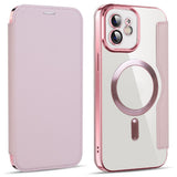 Husa de protectie Techsuit SmartMag Book compatibil cu iPhone 12, Roz
