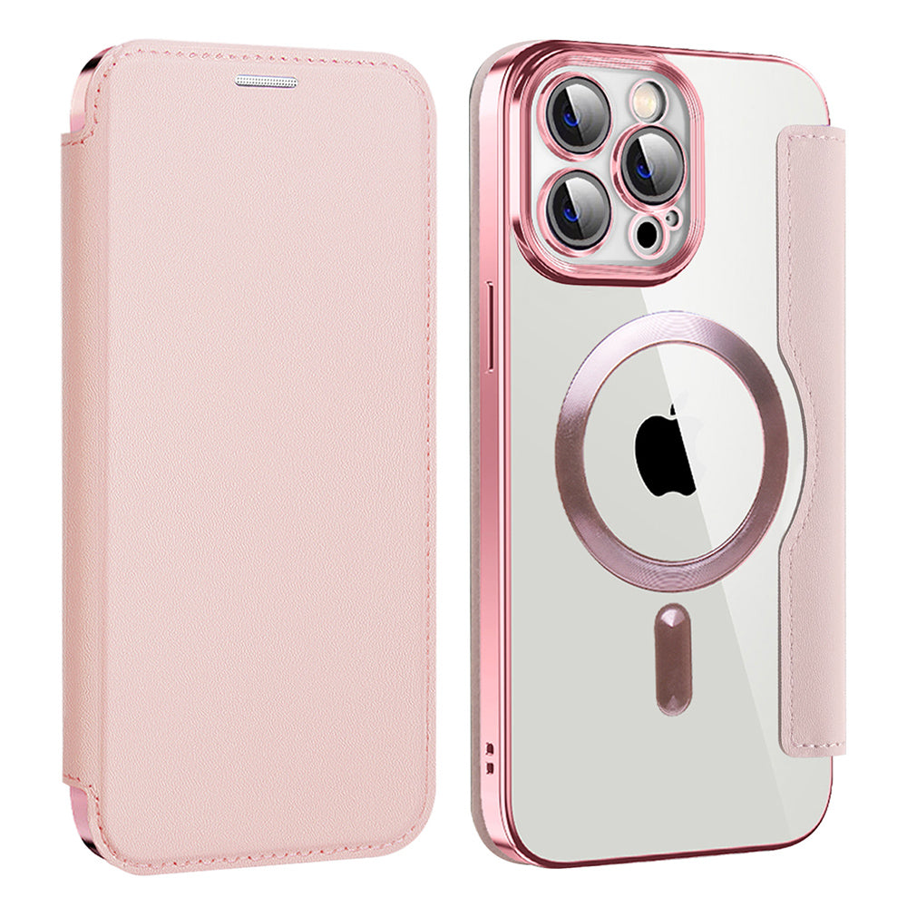 Husa de protectie Techsuit SmartMag Book compatibil cu iPhone 13 Pro, Roz