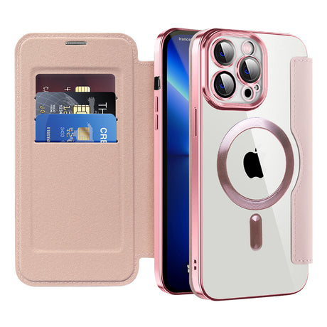 Husa de protectie Techsuit SmartMag Book compatibil cu iPhone 13 Pro, Roz