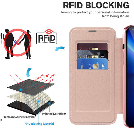 Husa de protectie Techsuit SmartMag Book compatibil cu iPhone 13 Pro, Roz