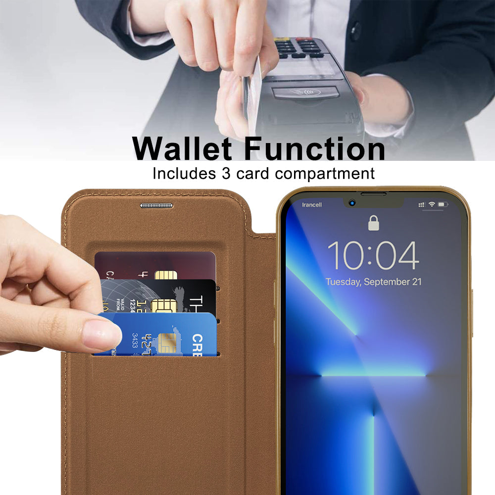 Husa de protectie Techsuit SmartMag Book compatibil cu iPhone 13 Pro, Maro