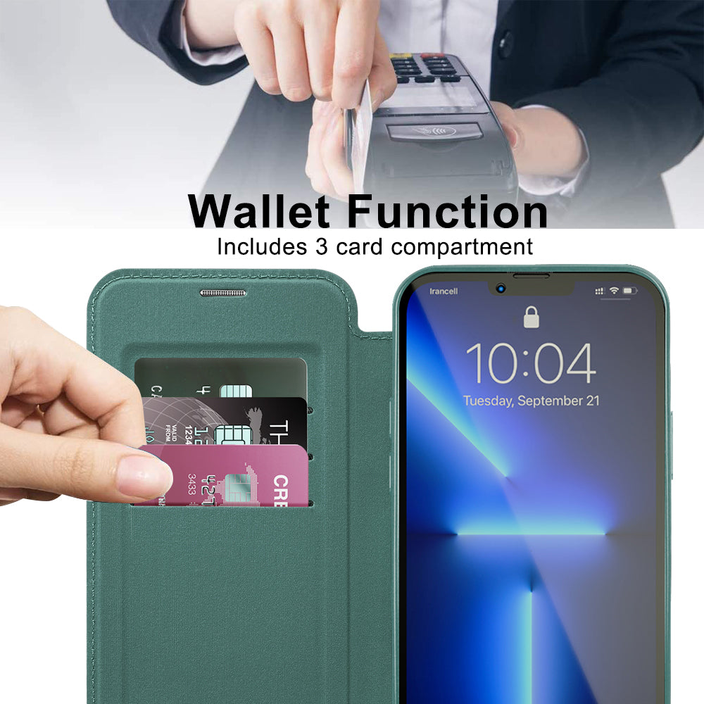 Husa de protectie Techsuit SmartMag Book compatibil cu iPhone 13 Pro, Verde