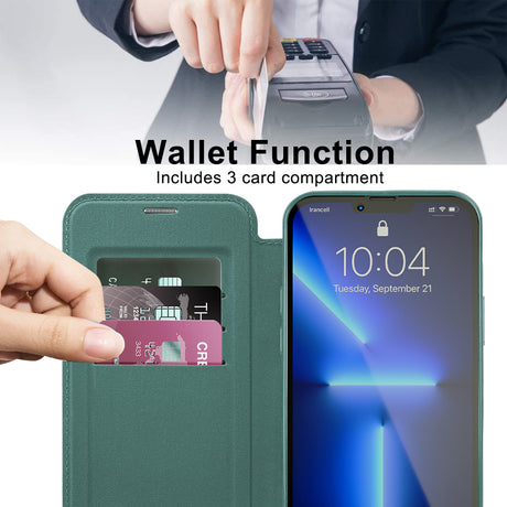 Husa de protectie Techsuit SmartMag Book compatibil cu iPhone 13 Pro, Verde