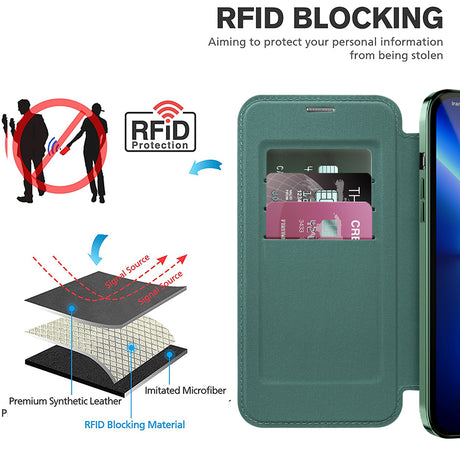Husa de protectie Techsuit SmartMag Book compatibil cu iPhone 13 Pro, Verde