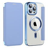 Husa de protectie Techsuit SmartMag Book compatibil cu iPhone 13 Pro, Albastru Deschis