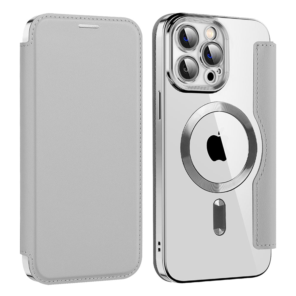 Husa de protectie Techsuit SmartMag Book compatibil cu iPhone 13 Pro, Gri