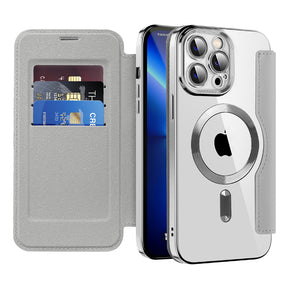 Husa de protectie Techsuit SmartMag Book compatibil cu iPhone 13 Pro, Gri