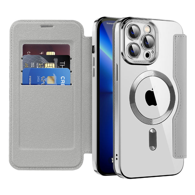 Husa de protectie Techsuit SmartMag Book compatibil cu iPhone 13 Pro, Gri
