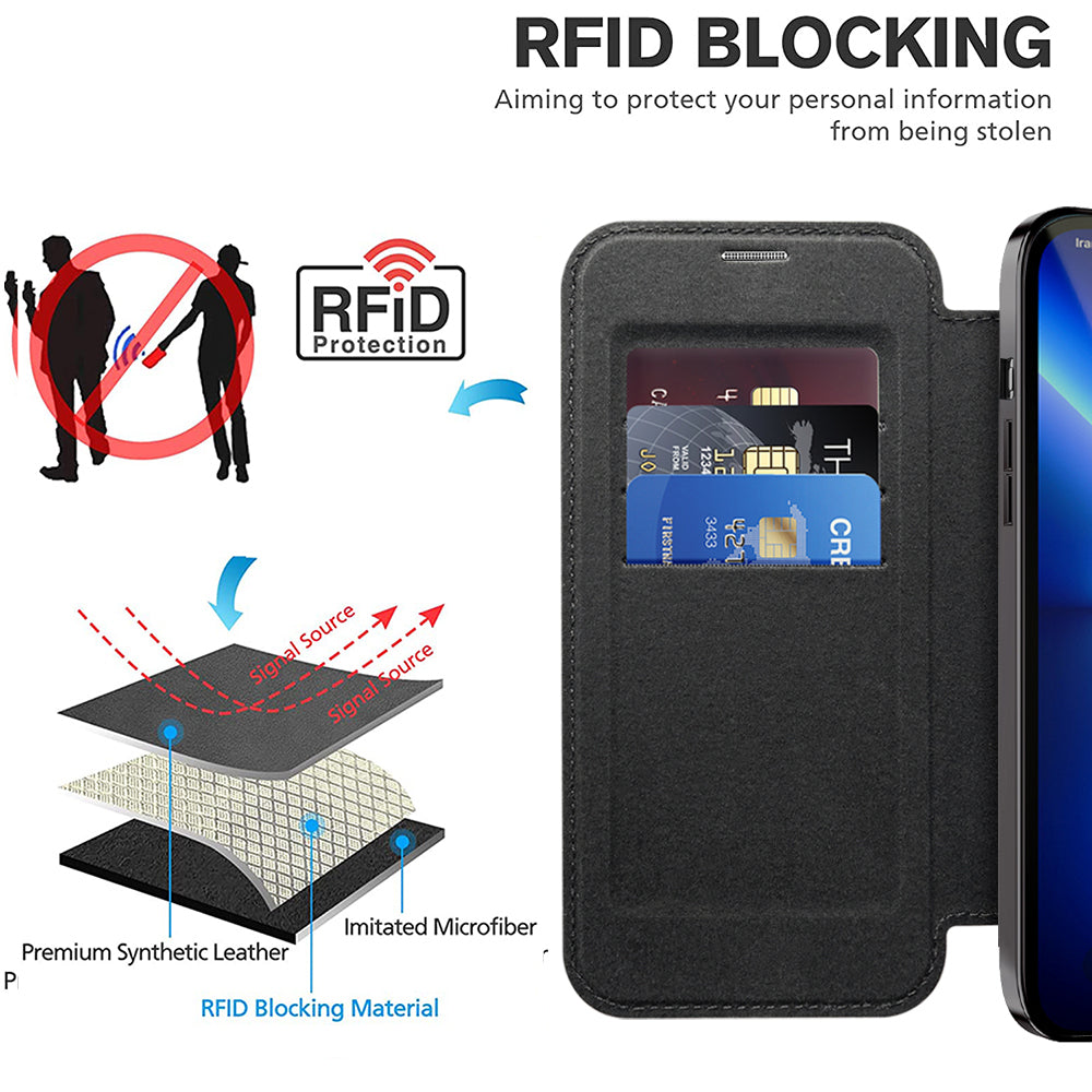 Husa de protectie Techsuit SmartMag Book compatibil cu iPhone 13 Pro Max, Negru