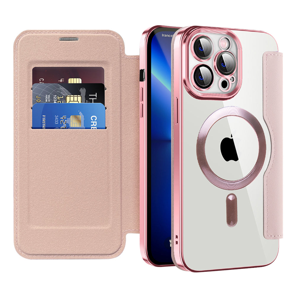 Husa de protectie Techsuit SmartMag Book compatibil cu iPhone 13 Pro Max, Roz