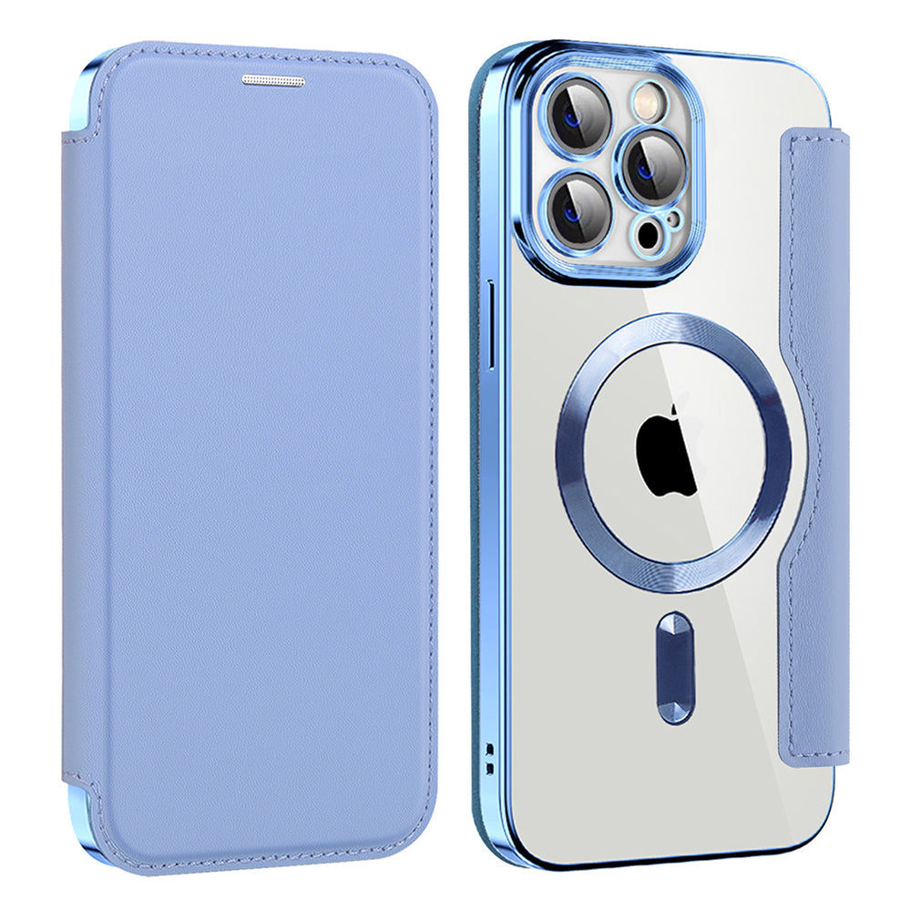 Husa de protectie Techsuit SmartMag Book compatibil cu iPhone 13 Pro Max, Albastru Deschis