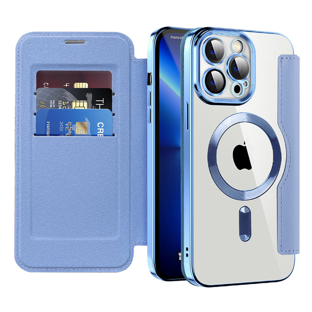 Husa de protectie Techsuit SmartMag Book compatibil cu iPhone 13 Pro Max, Albastru Deschis