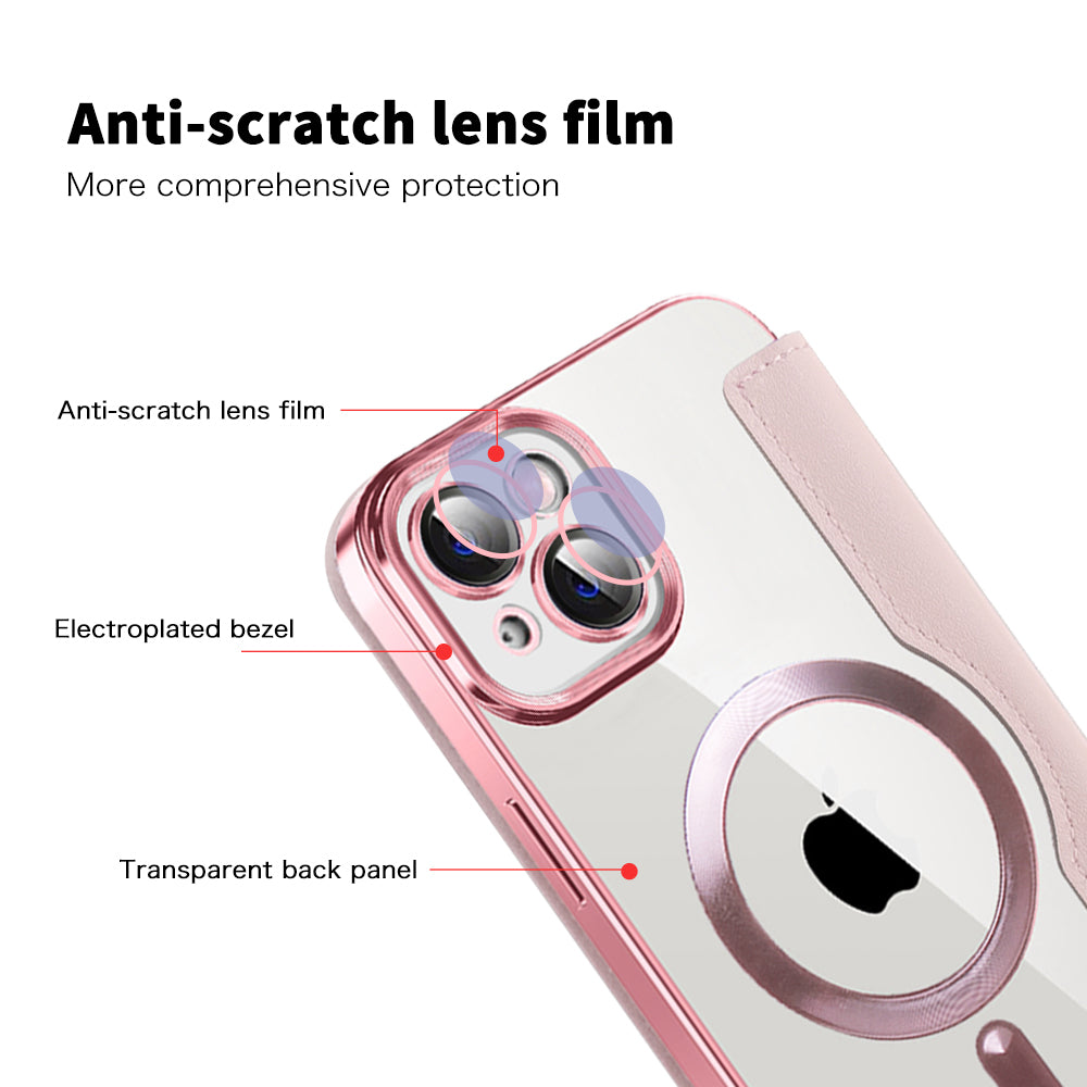 Husa de protectie Techsuit SmartMag Book compatibil cu iPhone 14, Roz