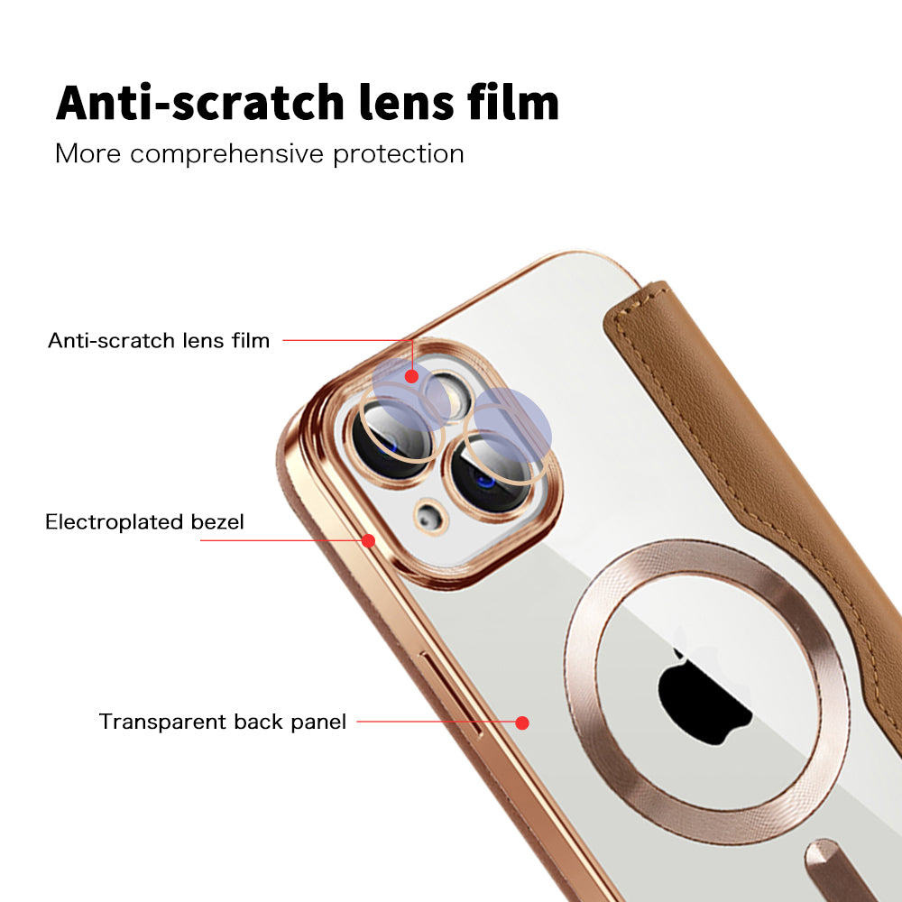 Husa de protectie Techsuit SmartMag Book compatibil cu iPhone 14, Maro