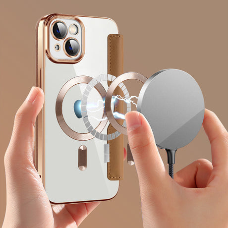 Husa de protectie Techsuit SmartMag Book compatibil cu iPhone 14, Maro