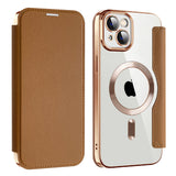 Husa de protectie Techsuit SmartMag Book compatibil cu iPhone 14, Maro