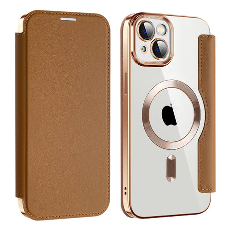 Husa de protectie Techsuit SmartMag Book compatibil cu iPhone 14, Maro