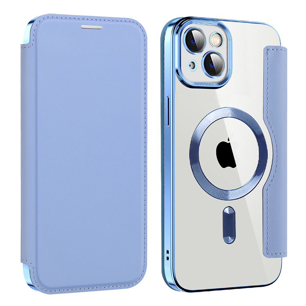 Husa de protectie Techsuit SmartMag Book compatibil cu iPhone 14, Albastru Deschis