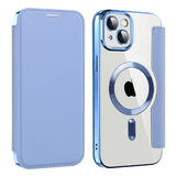 Husa de protectie Techsuit SmartMag Book compatibil cu iPhone 14, Albastru Deschis