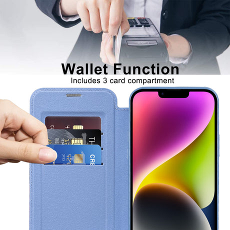 Husa de protectie Techsuit SmartMag Book compatibil cu iPhone 14, Albastru Deschis