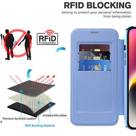 Husa de protectie Techsuit SmartMag Book compatibil cu iPhone 14, Albastru Deschis