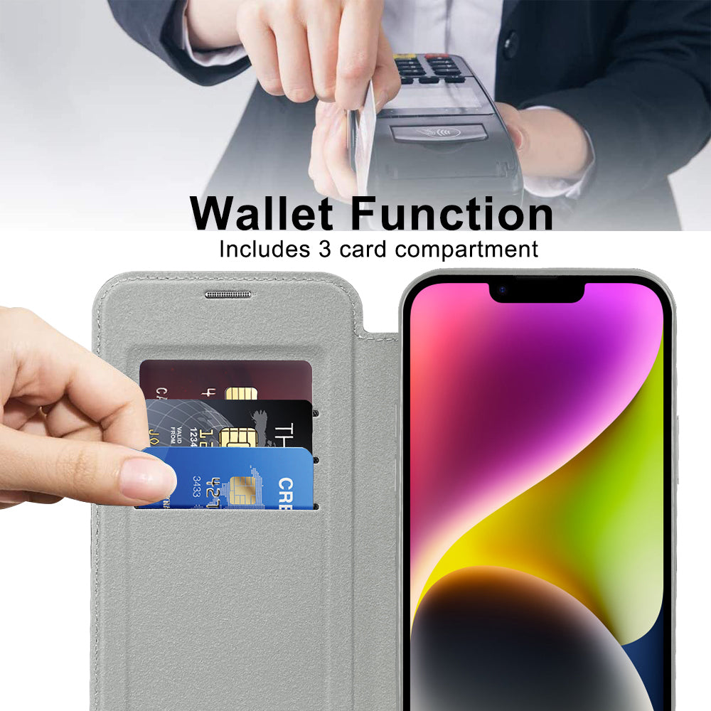 Husa de protectie Techsuit SmartMag Book compatibil cu iPhone 14, Gri